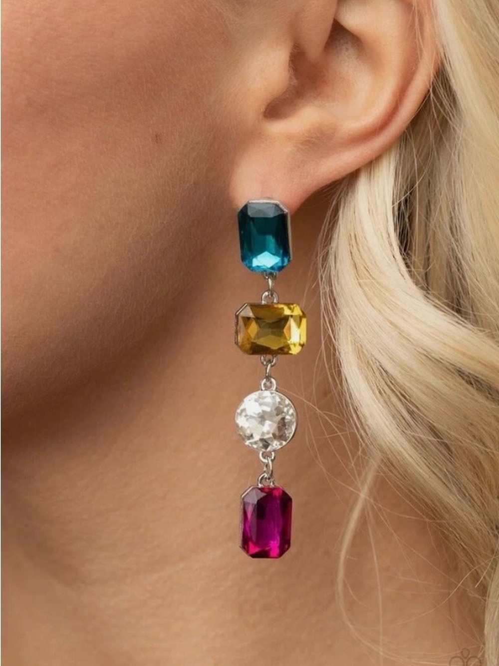 Multi-Color Crystal Drop Earrings - Women Jewelry